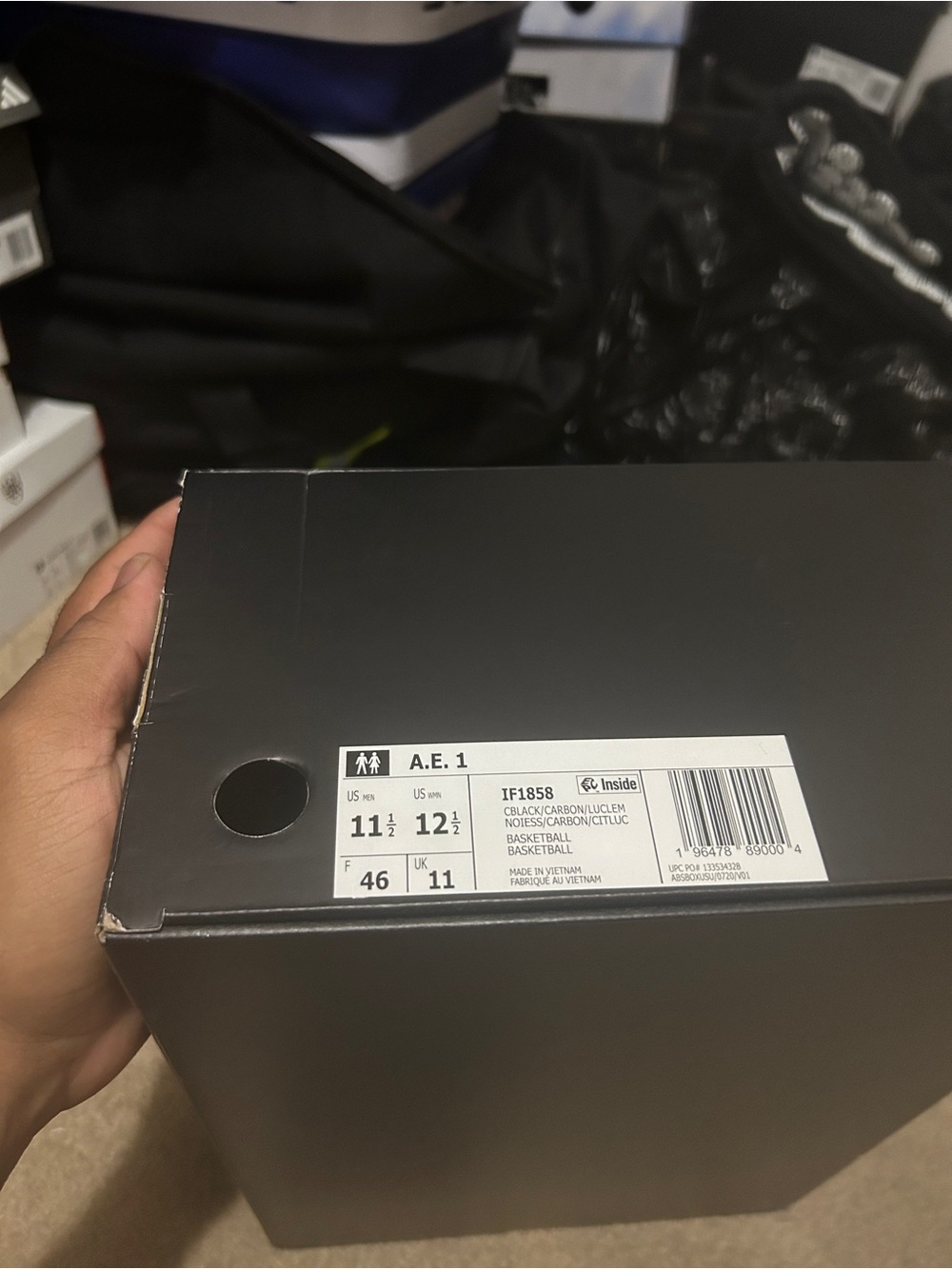 AE 1 Black/Carbon Basketball Shoe Box - Size 11.5 US All-Star weekend